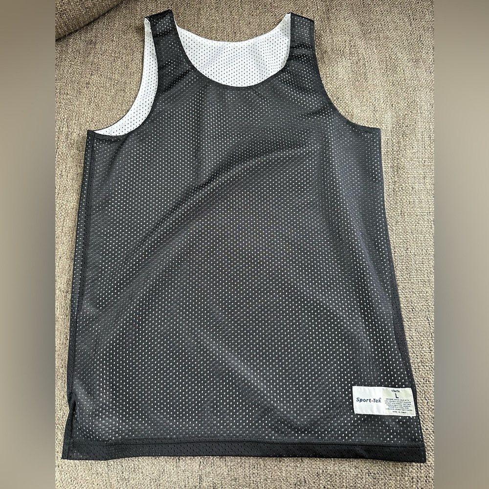 Sport-Tek Reversible Mesh Tank Top Jersey Black White Youth Size Large 14/16